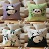 Lovely Panda Cushion Cover Anti-dustmite Pillowcase Invisible Zipper Silky Short Plush Sofa Cushion Cover