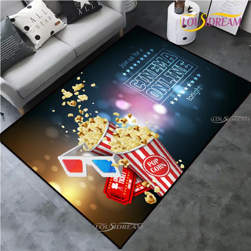Movie Night Clapboard Area Rug Home Theater Film Art Rugs Cinema Carpet Non-Slip Home Decoration for Bedroom Living Playing Room