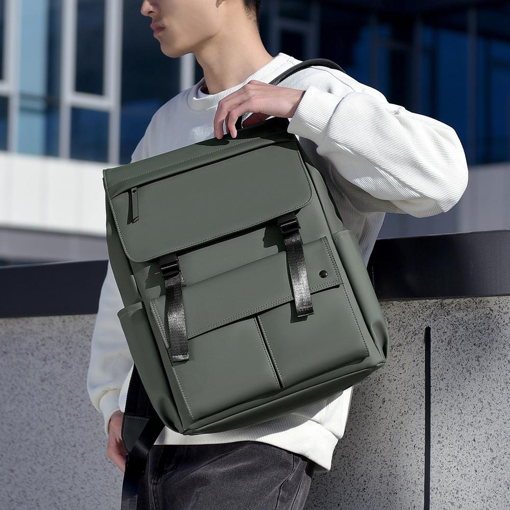 Computer bag, backpack, men's notebook backpack, large capacity flip cover, student schoolbag, lightweight travel, trendy and cool 15 inches