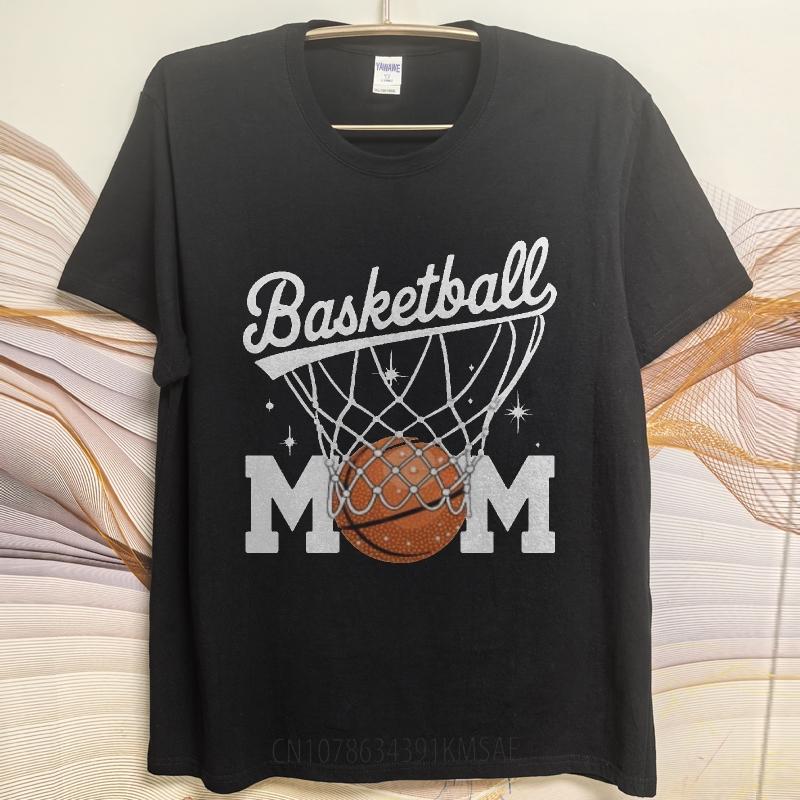 Plus Size Tshirt Soft Teenagers Short Sleeve T Shirt Daily Wear Basketball Net With Ball And Sparkles Fashionable Unisex Tees