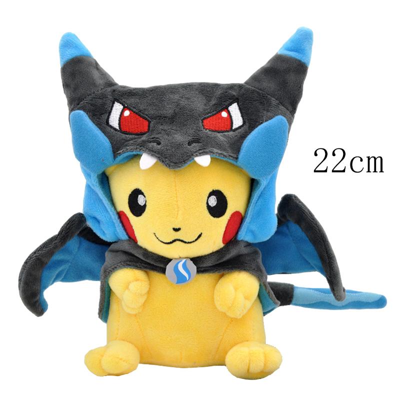 Pikachu Cos Eevee Cosplay Plush Toys Charizard Peluche Rayquaza Tyranitar Garchomp Lucario Stuffed Animal Doll Collectible Gift