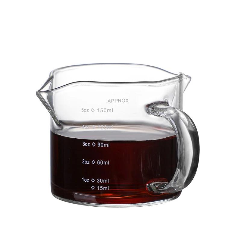 75/150ML Szklana Miarka z Uchwytem Filiżanka do Espresso i Mleka Kubek Kuchenny ze Skalą Dokładny Pojemnik do Gotowania Pieczenia Barista