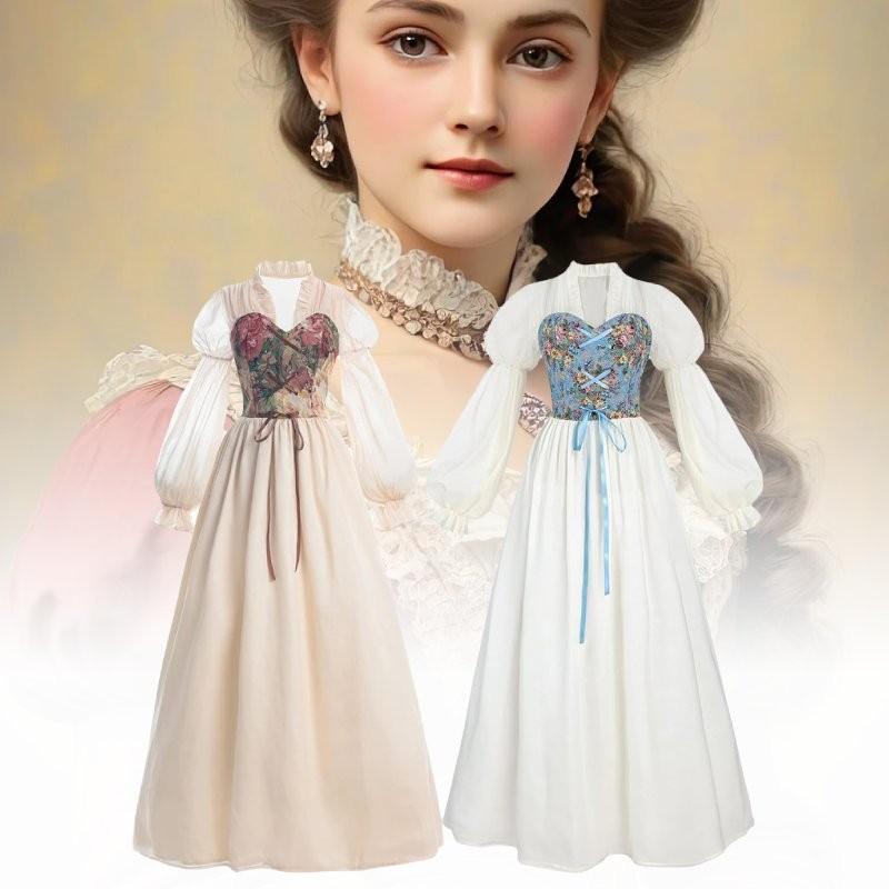 Women Skirt Renaissance Dress Festivals Cosplay Decor Costume Set Performance