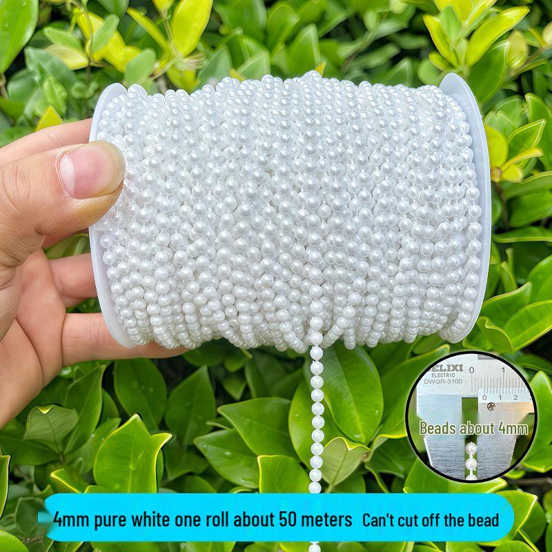 DIY Floral Embellishment Linked Bead Chain, 4-14mm Anti-pearl Jewelry Accessories for Wedding Decor