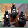 Spooky Grim Figurine Halloween Reaper Black Robe Death Ghost Resin Statue Sculpture Indoor Home Office Desktop Decoration Ornament Festival Gift