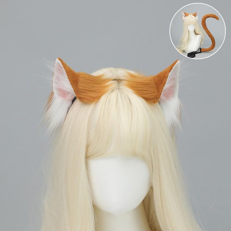 Cosplay Cat Ears Headband With Tail Set Adult Anime Convention Accessory