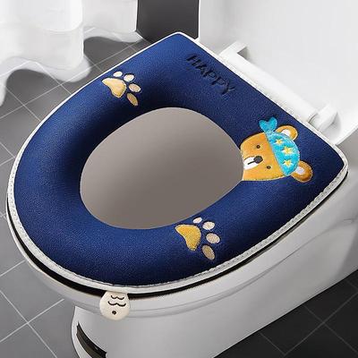 Universal Toilet Seat Cover Round Toilet Seat Cushion Bathroom Lavatory Cover Mat Winter Thick Warm Washable Cat Cartoon Cute Toilet Seat Covers