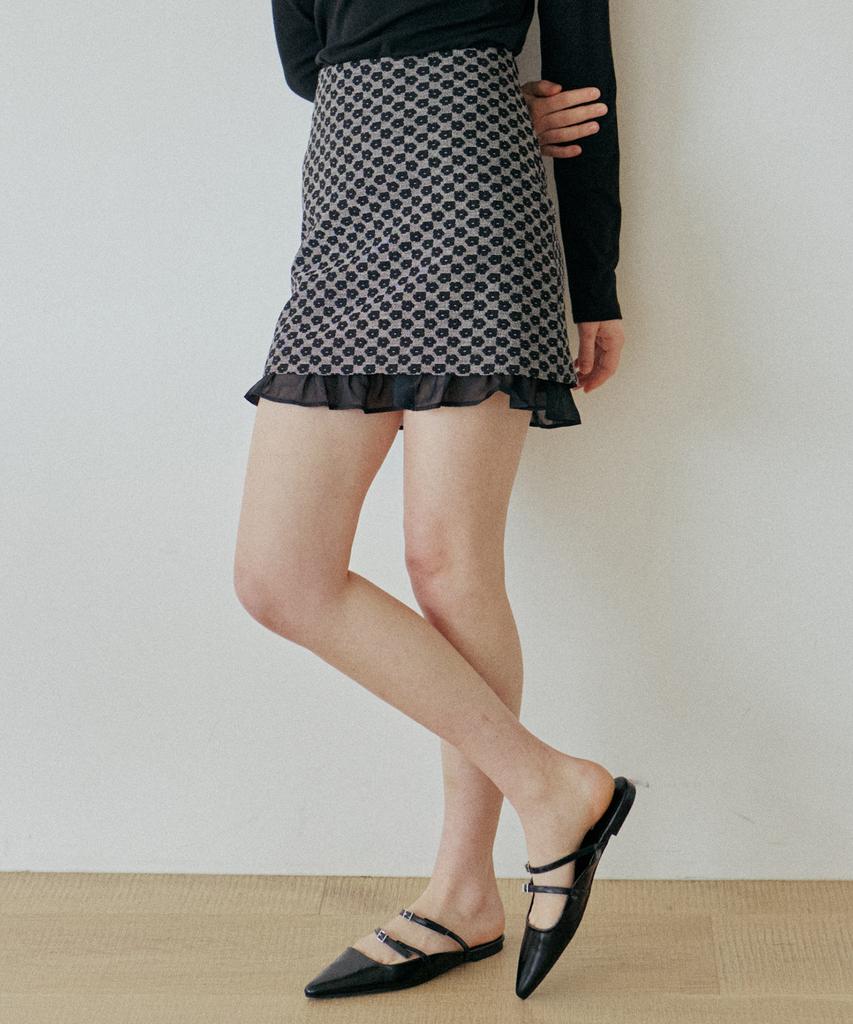 Yeoppe Jacquard Flower Skirt_Black