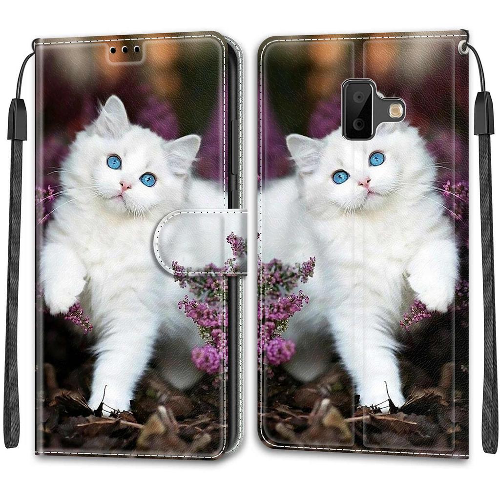 Luxury Painted Leather Case Wallet Book Style Protective Cover for Samsung Galaxy J6 Prime/J6 Plus/J6 (2018) J600/J5/J3