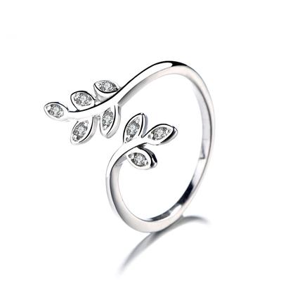 S925 Sterling Silber Ring Ring Weibliche Persönlichkeit Einfache Blätter Offenen Ring