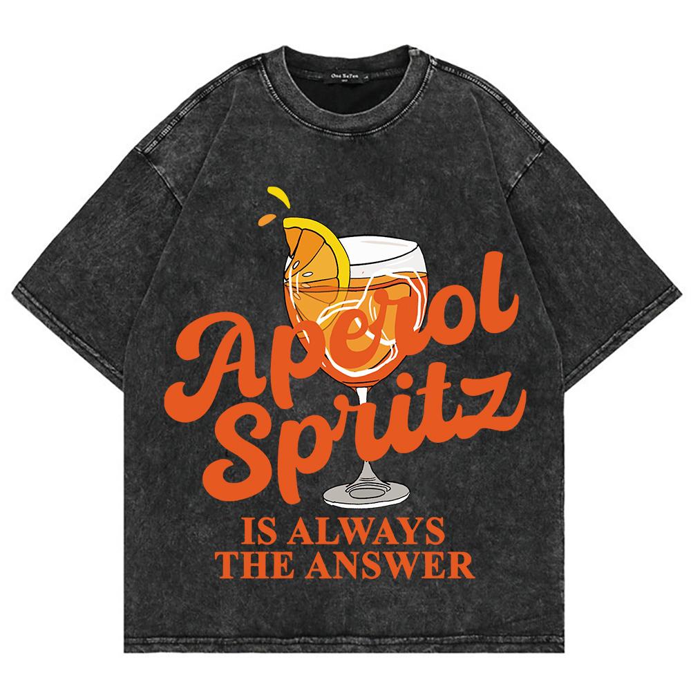 Cotton Vintage Washed Aperol Spritz Club Tshirt New Fashion Men Casual Retro Lemon Cool Oversize Loose Acid Wash Tee Shirt