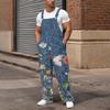 Men's Loose Fit Cargo Overalls Wide Leg Jumpsuit with Multi-Pocket Utility Pockets