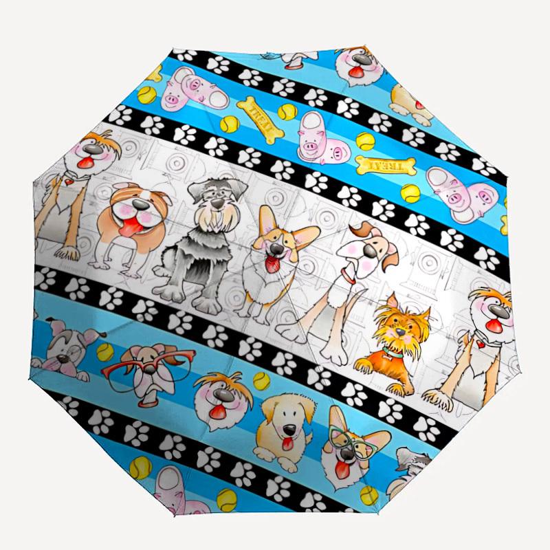 1pc Dogs Paw Prints Automatic Opening/Closing Umbrella with Operation & Windproof Canopy - Folding Design, Holiday Gift Yy260225148