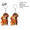 Durable Keychain for Backpack Baby Monkey Hugging Plush Toy Cute Animal Bag