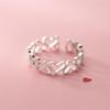 New Simple Personality Hollow Love Elegant 925 Sterling Silver Jewelry Sweet Heart-shaped Exquisite Opening Rings TYB557