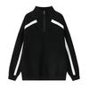 Mens Half-Zip Stand Collar Sweatshirt Loose Color Block Striped Long Sleeve Top Teen Youth