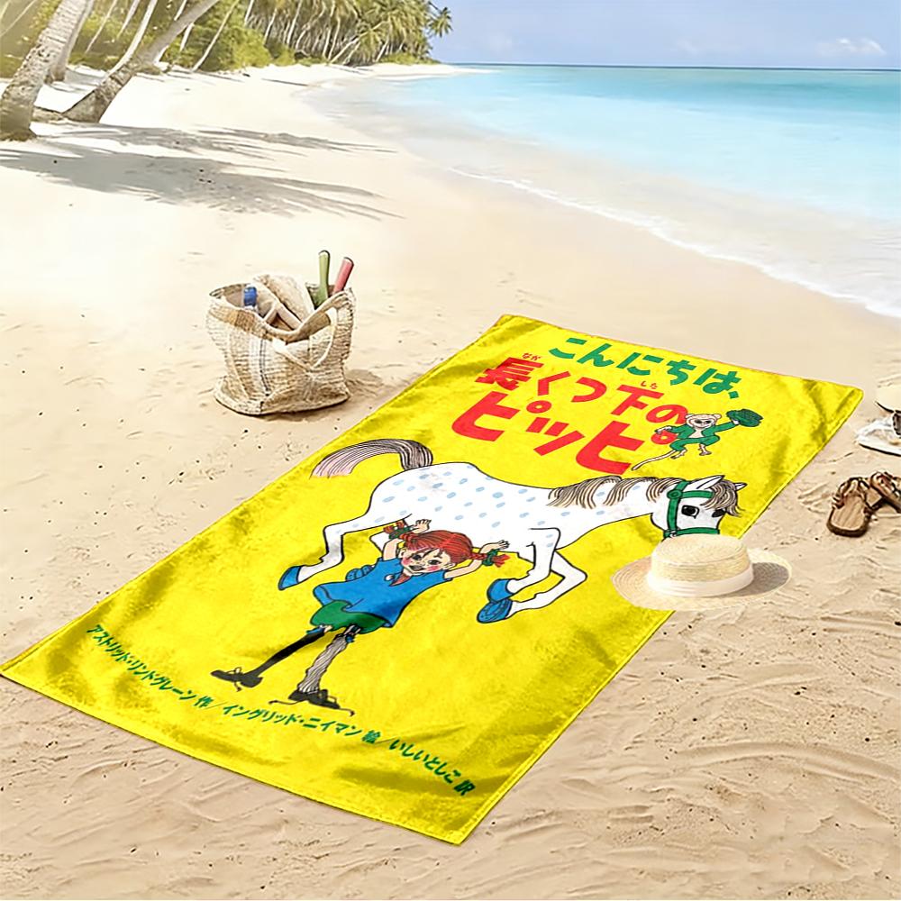 Colorful Illustration Girl with Horse Print - Beach Towel Quick-drying for Travel Outdoor Sports Jogging Beach and Swimming