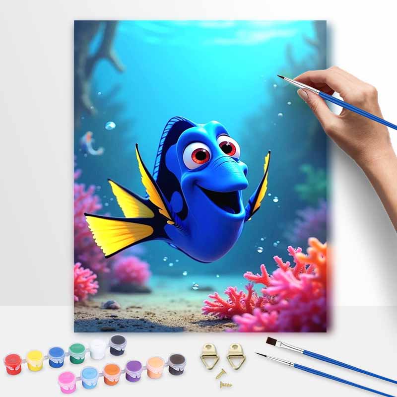 Disney Dory Finding Nemo Oil Paint Hand Painting Art Kit. Home Decor Gift 20x30cm