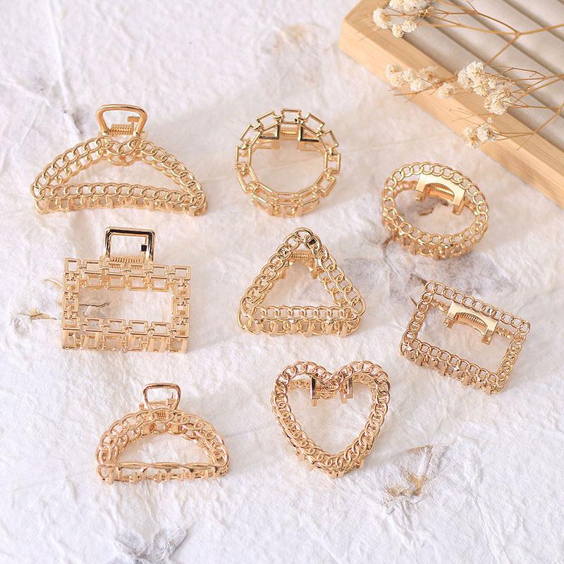 Fashion Alloy Round Chain Hairpin Women'S Back Of Head Shark Clip Medium Geometric Small Grab Clip Headgear Hairpin
