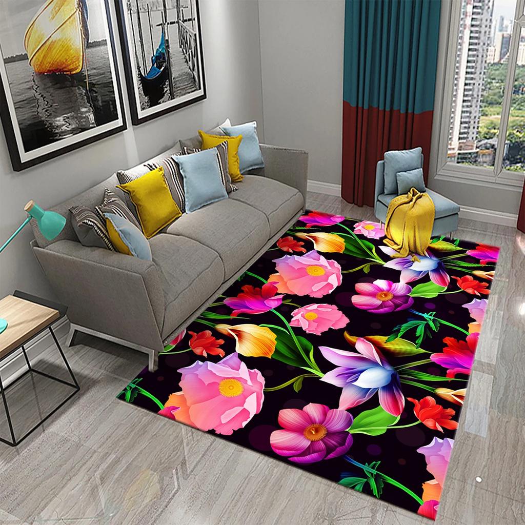 3D Floral Flower Pastoral Carpet Home Decor Entrance Door Mat Living Room Bedroom Entrance Decor Carpet Bathroom Non-slip Mats