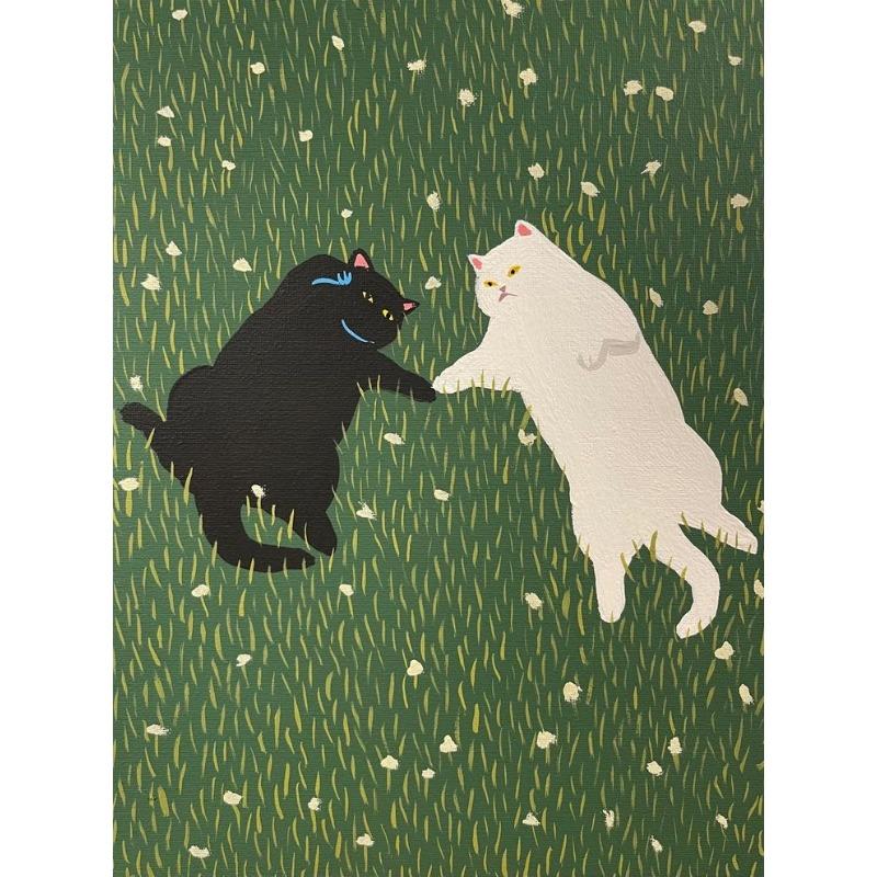 

Забавный милый постер с кошкой для влюбленных Можешь петь мне это, пока я не остановлюсь Холст Картина Киска на траве Настенное искусство Гостиная Домашний декор 21cm×30cm NoFrame