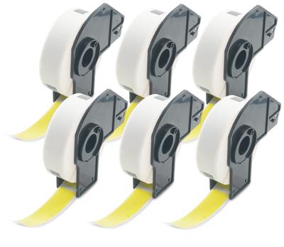 BETCKEY Termal Kağıt Brother Etiket Yazıcı Rulo Uyumlu Etiket Çıkartmaları BROTHER 17x87mm 300 Sayfa 6 Parça Sarı DK-1203 QL-550 ile Uyumlu