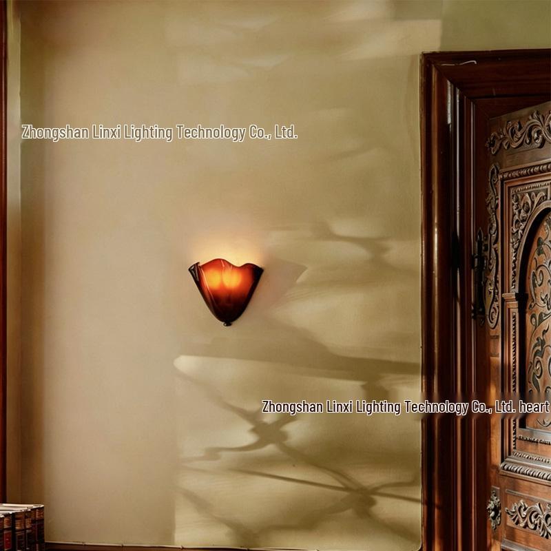French Vintage Seashell Glass Wall Lamp for Living Room, Bedroom, or Hallway Ambiance.