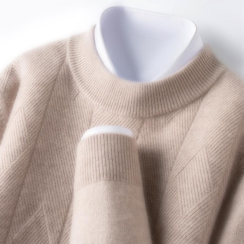 Men's Winter Thick Knit Sweater - Half-High Collar, Middle-Aged Dad Style, Warm & Loose Base Layer.