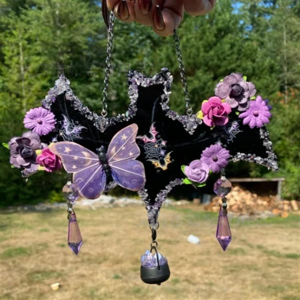 

Hot Bats and Butterflies Hanging Ornaments Handmade Charming Home Decorations Wind Chimes Outdoor фиолетовый