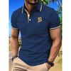 Men's Casual Chest Letter Polo Summer Fashion Top Outdoor Sports Polo  Outdoor Clothing Breathable Quick-Dry Tee for Men