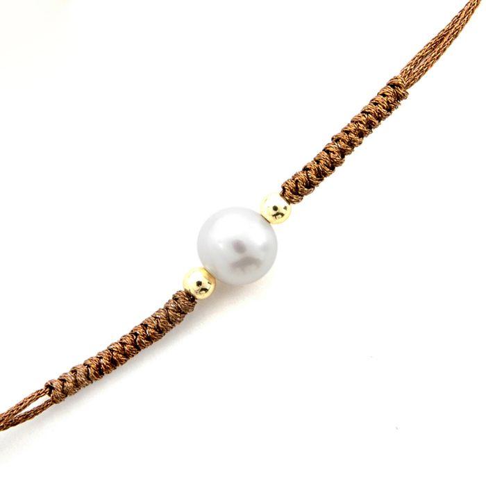 Bracelet - LUXENTER - Yarul - Argent 925 - Or jaune 18k - Perle blanche