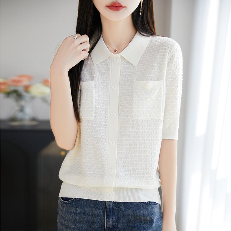 Leichte Strickjacke für Damen aus 50 % Wolle und 50 % Maulbeerseide – vielseitige Strickware für 4 Jahreszeiten für ganzjährigen Komfort und Stil