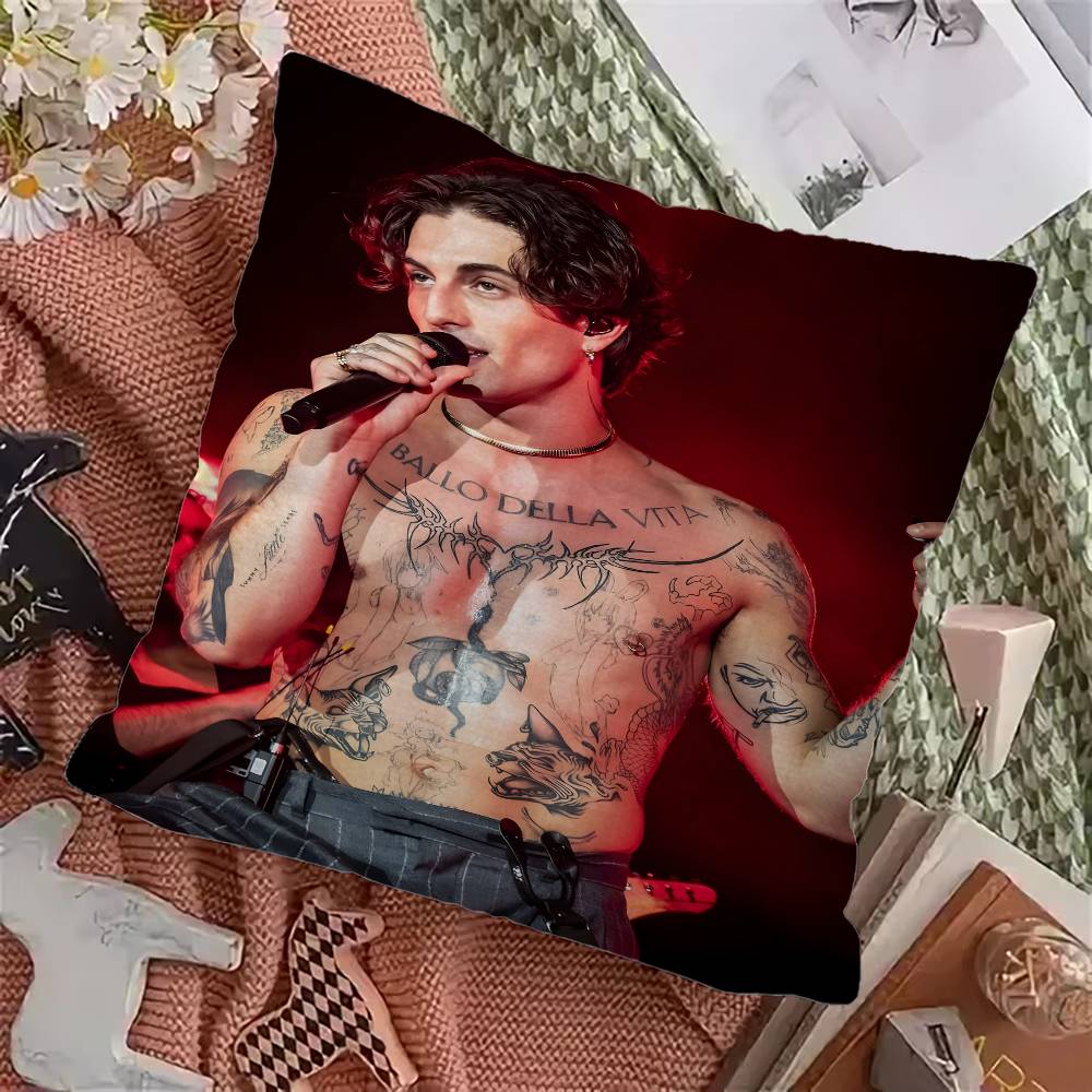 M-Maneskin D-Damiano David Band Personalized picture text home decorative pillows Household Gifts 45x45cm
