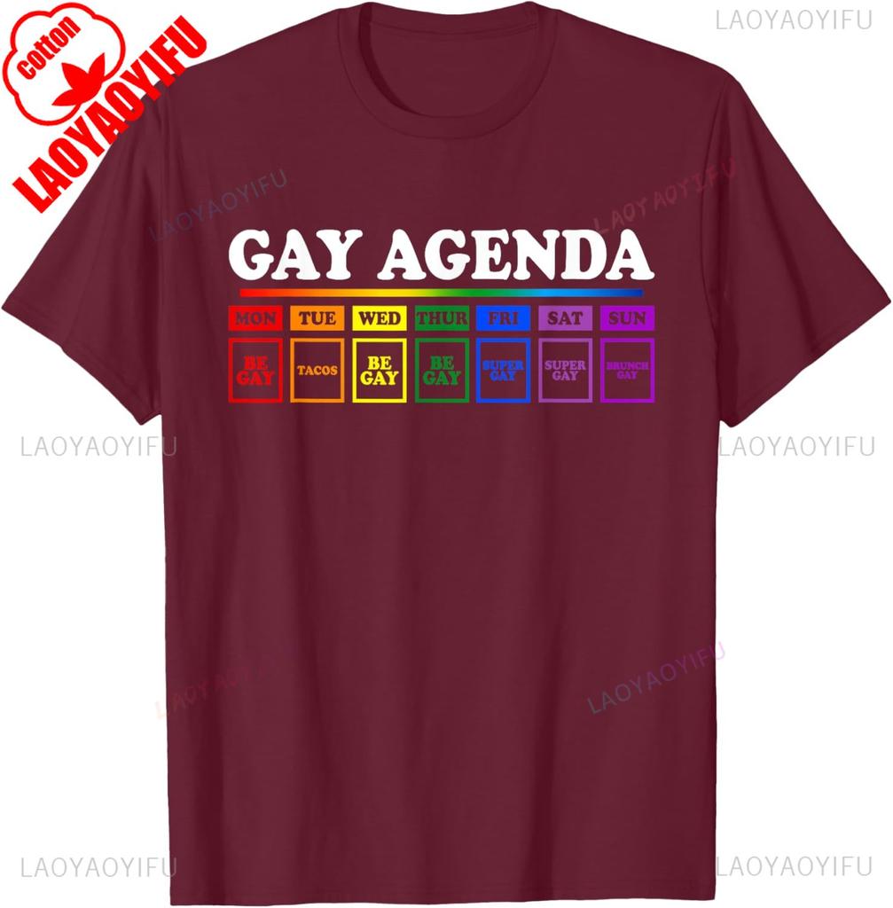 The Gay Weekly Agenda Funny Lgbt Pride Rainbow TShirt Unisex Unisex Summer Cotton Printed TShirt Casual Streetwear Clothes