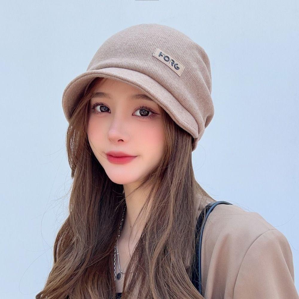 Elastic Beanies Soft Mask Woolen Hat Versatile Peaked Cap  Women