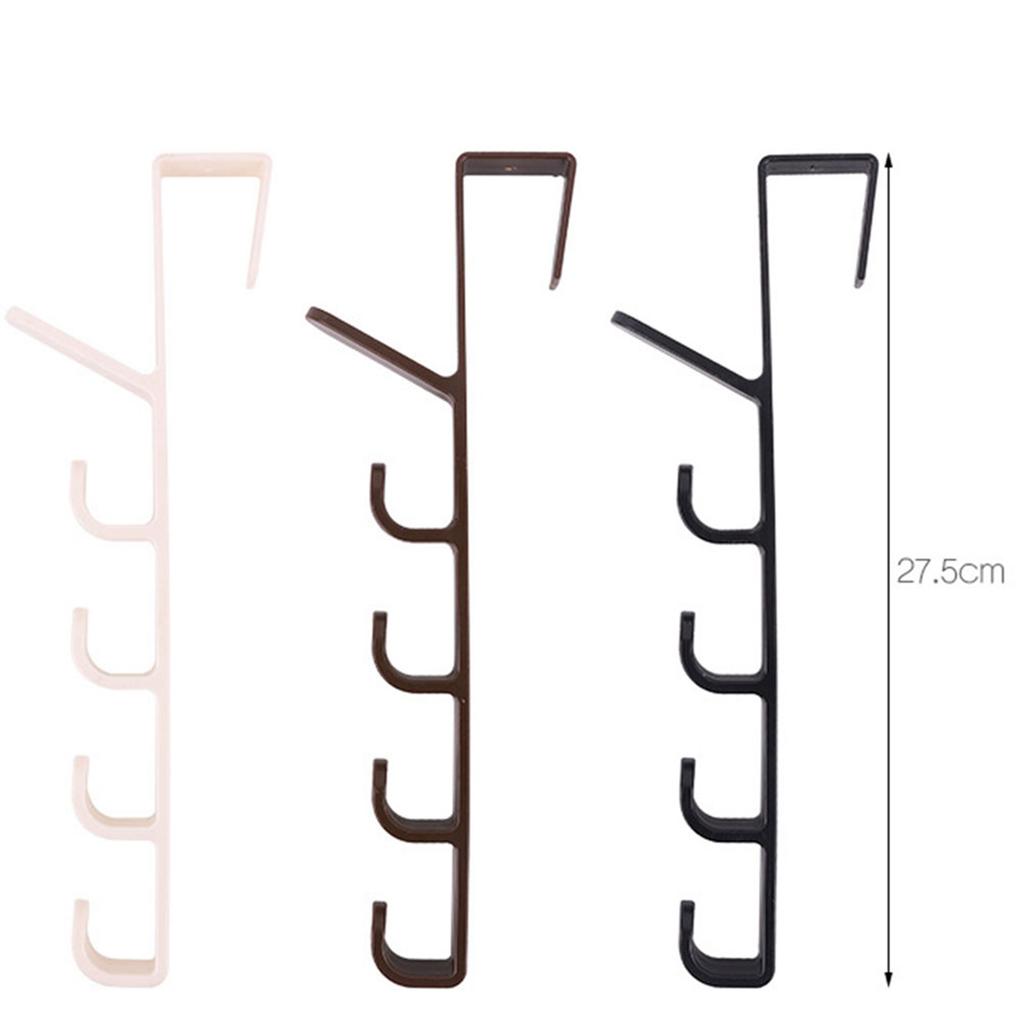 Home Creative Five Segment Hook Over Door Hook Multi Functional Space Saving ABS for Home Wall Black
