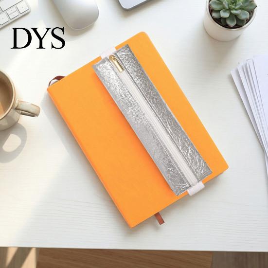 Retro Texture Writing Tool Case Zipper Pen Holder for Notebook, with Adjustable Elastic Band Versatile Daily Commuter Bag Design, Slim Lightweight