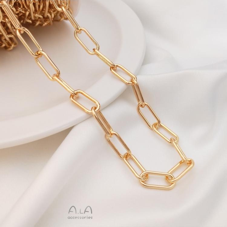 14K Gold-Filled Chunky Chain for DIY Bracelets and Necklaces - Durable, Color-Preserving European & American Style.
