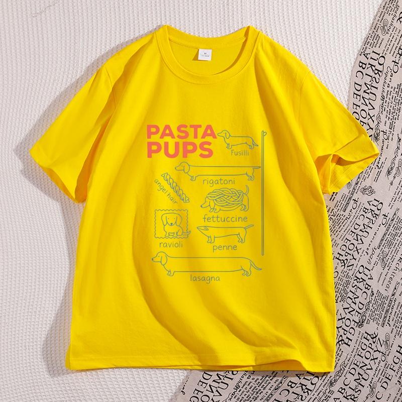 

Pasta Pups Tee Women Unisex Funny Dachshund Tshirts Italian Foodie Short Sleeve T Shirt Casual Round Neck Short Sleeve Clothes S