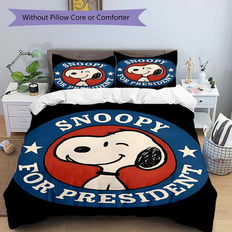 3pcs Duvet Cover Set (1*Duvet Cover + 2*Pillowcase, Without Core), Snoopy Print Bedding Set, Bedroom Decor, All‑Season, Birthday Gift