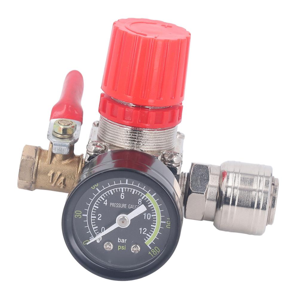 Zestaw regulatora sprężarki powietrza z manometrem, zaworem 4-drożnym 0-180 PSI, styl europejski, do narzędzi pneumatycznych