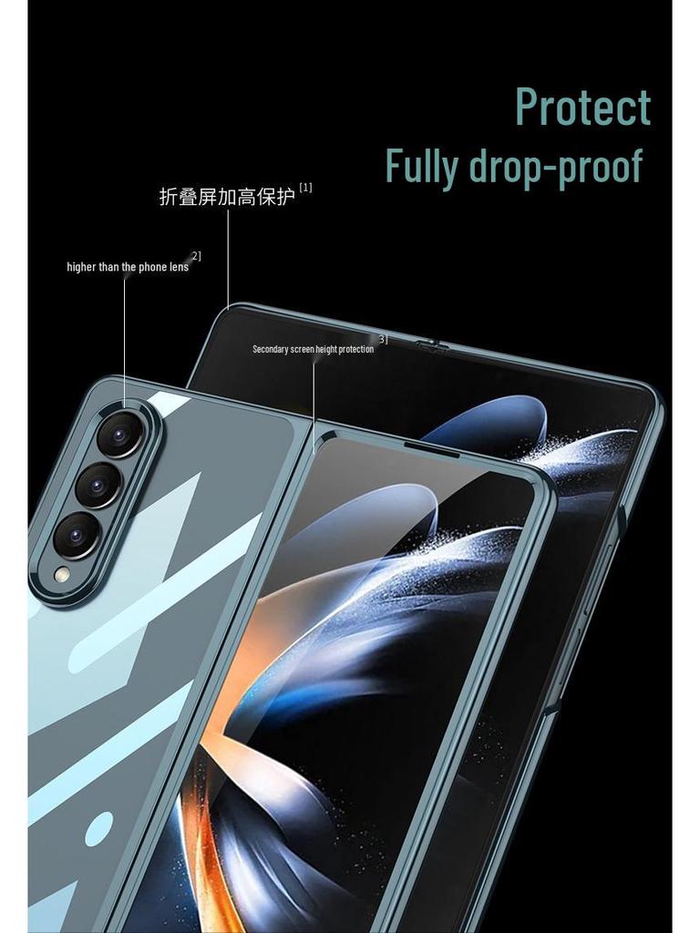 Samsung Fold4 Electroplated Phantom Transparent PC Hard Shell Case - Solid Color, Foldable Protection