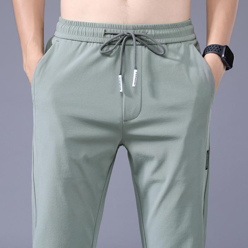 Men's Summer Ice Silk Quick-Dry Slim Fit Korean Style Straight Sports Pants