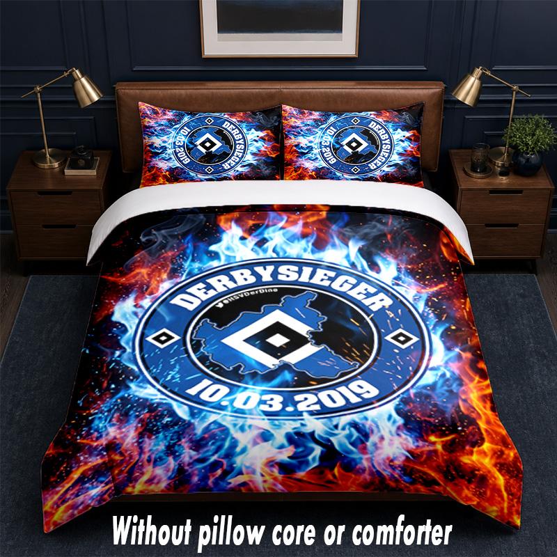 Hamburger SV Football Design Bed Bedding Set 1 Duvet Cover + 2 Pillowcases Soft Breathable Household Bed Linens