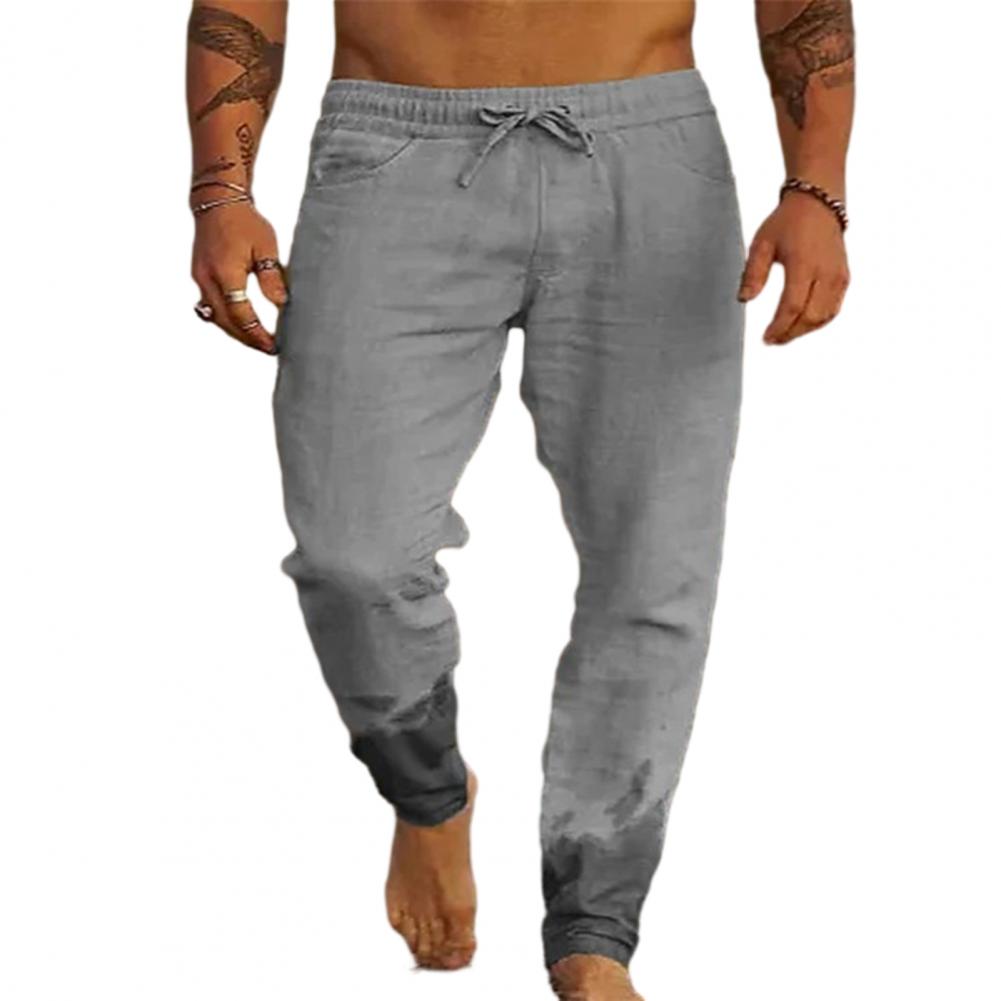 Herrenhose mit Kordelzug und elastischer Taille, einfarbig, Taschen, locker, lässig, dünn, weich, schnelltrocknend, knöchellang, Herrenhose für den Alltag, Strandhose