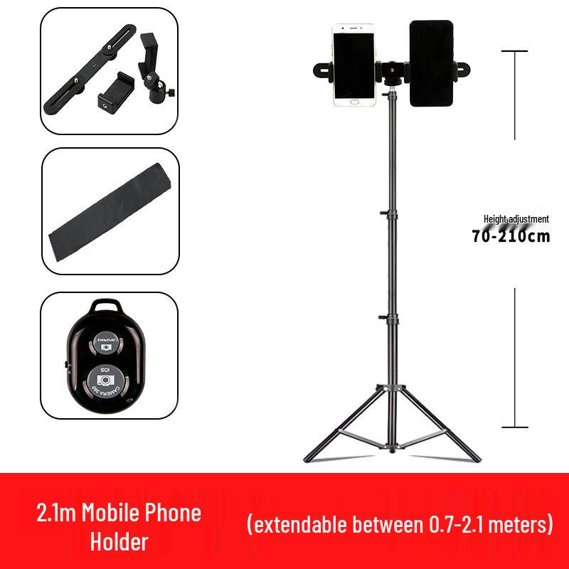 Mobile Streaming Stand with LED Fill Light and Multi-Camera Mount for Desktop and Outdoor Photography