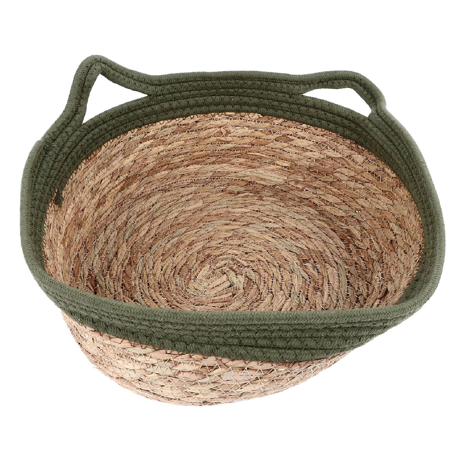 

Straw Cat Nest Hand Woven Breathable Soft Cat Bed Round Scratch Proof Cat Nest for Four Seasons M(for 4-6.5kg)