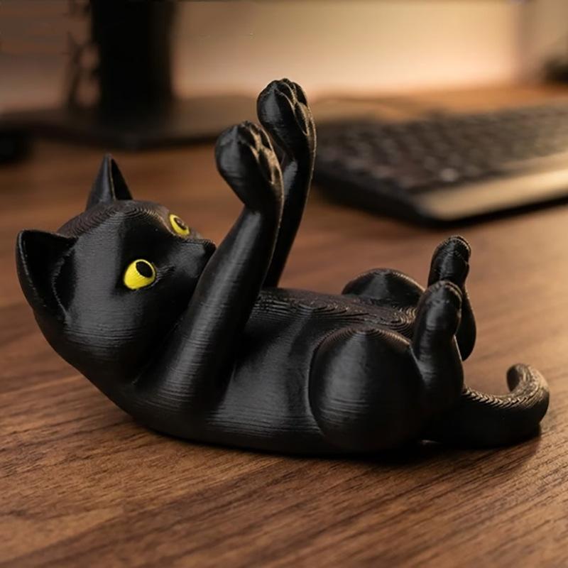 Desktop Cell Phone Bracket Cute Cat Figurine PLA 3D Printed Phone Holder for Home Table Decor