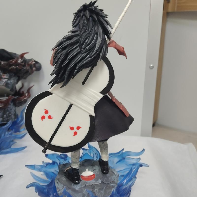 25cm Anime Naruto GK Figures Uchiha Madara Door God Ban Figurine With Luminous Base Statue Models Collection Children Toys Perfect Gifts