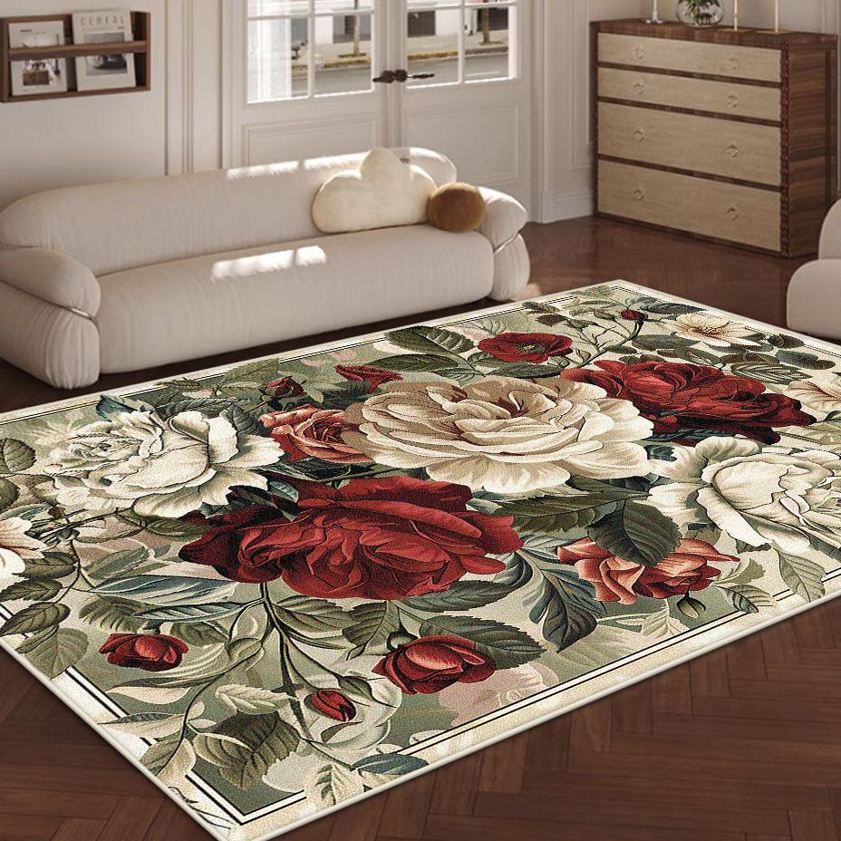 Tappeto Stile Floreale Pianta Nordica Soggiorno Decorazione Lusso Tappeto Morbido Floreale 200x300cm Camera da Letto Fondo Letto Tappetino Antiscivolo Lavabile